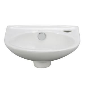 Elanti Wall Mounted Oval Compact Bathroom Sink in White 1105