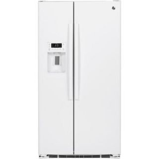 GE Profile 23.34 cu. ft. Side by Side Refrigerator in White, Counter Depth PZS23KGEWW