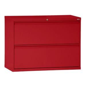 Sandusky 800 Series 42 in. W 2 Drawer Full Pull Lateral File Cabinet in Red LF8F422 01