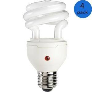 Philips 60W Equivalent Soft White (2700K) Spiral Dusk till Dawn CFL Light Bulb (4 pack) 405852