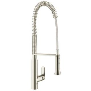 GROHE K7 Single Handle Semi Pro Pull Down Sprayer Kitchen Faucet in Supersteel with 1.5gpm Water Care 32951DCE