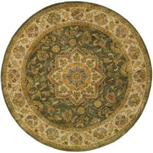 Safavieh Heritage Green/Taupe 8 ft. x 8 ft. Round Wool Area Rug HG954A 8R