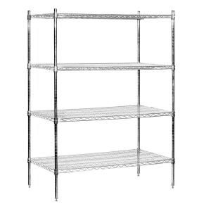 Salsbury Industries 9600S Series 48 in. W x 74 in. H x 24 in. D Industrial Grade Welded Wire Stationary Wire Shelving in Chrome 9644S CHR