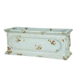 MPG 20 in. x 8 in. Cast Stone Rectangular Planter in Chipped White finish PF6022CW