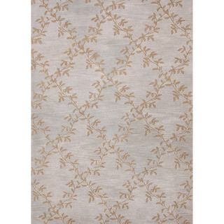 Hand tufted Transitional Crisscross Floral Pattern Blue Rug (2 X 3)