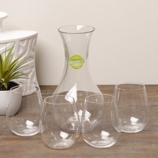 Diligence4us Tritan 14 ounce Stemless Glasses With Decanter Set
