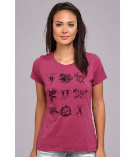 Fox Spirit Crew Neck Tee Womens T Shirt (Burgundy)