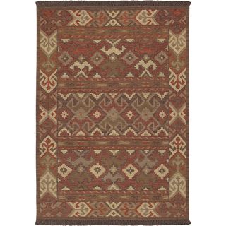 Hand woven Orange/brown Southwestern Aztec Laredo Wool Rug (26 X 8)