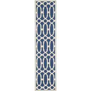 Safavieh Hand hooked Newport Royal Blue/ White Cotton Rug (23 X 10)