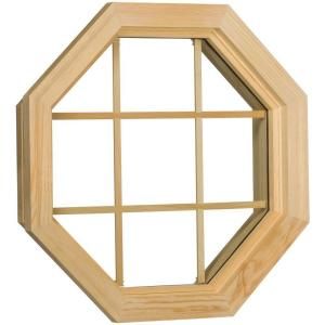 Century Wood Stationary Octagon Windows, 24 in. x 24 in., Unfinished, Rough Opening, with Insulated Glass and 9 LT Grid 11111