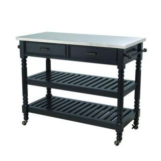 Home Styles Savannah Kitchen Cart in Black with Stainless Top 5218 951