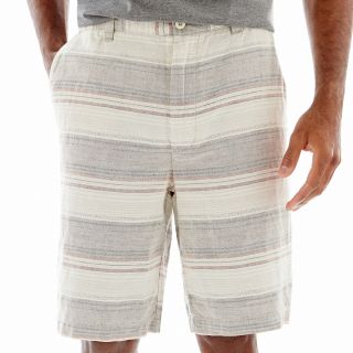 St. Johns Bay Linen Shorts, Taupe Stripe, Mens