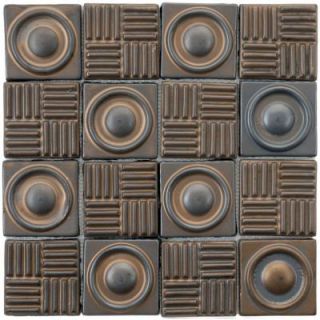 Merola Tile Industry Bronze 12 in. x 12 in. x 12 mm Ceramic Mosaic Wall Tile FDXINB