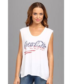 Chaser Boxy Sleeves Tee With Side Slits Womens Sleeveless (White)