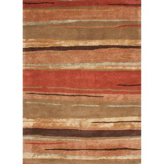 Hand tufted Transitional Abstract Red/ Orange Rug (8 X 11)
