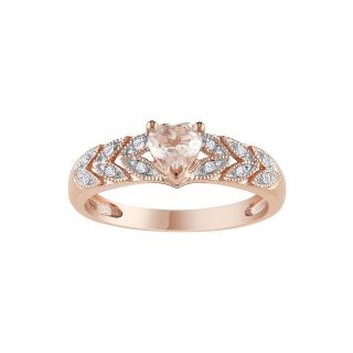 Pink Morganite Heart & Diamond Accent Ring, Womens