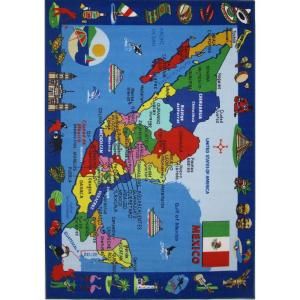 LA Rug Inc. Fun Time Map of Mexico Multi Colored 8 x 11 ft. Area Rug FT 131 0811