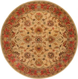 Hand tufted Coliseum Beige/red Traditional Border Wool Rug (8 Round)