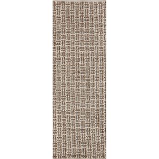 Hand woven Solid Casual Beige Tampico Wool Rug (26 X 8)