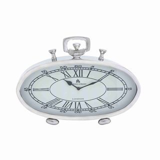 Nickel plated Roman And Arabic Numerals White Dial Table Clock