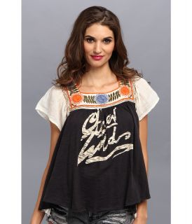 Free People Anas Graphic Tee Womens Short Sleeve Pullover (Gray)