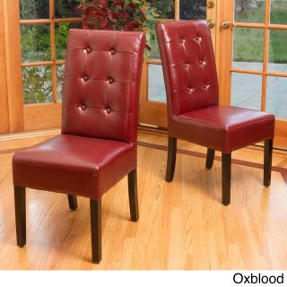 Christopher Knight Home Jace Button Tufted Leather Dining Chair (set Of 2)