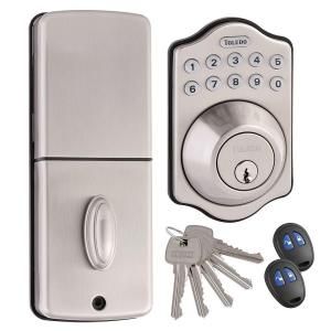 Toledo Fine Locks Electronic Deadbolt in Satin Stainless Steel with Remote Control CV180E US15