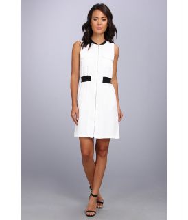 Calvin Klein Zip Front Dress w/ Pocket Womens Clothing (White)