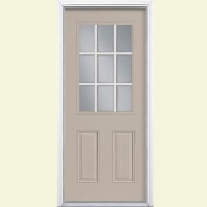 Masonite 9 Lite Painted Steel Entry Door with Brickmold 32456