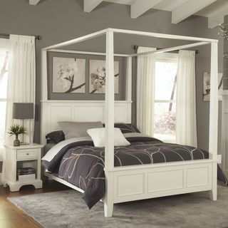 Home Styles Naples Queen Canopy Bed And Night Stand White Size Queen