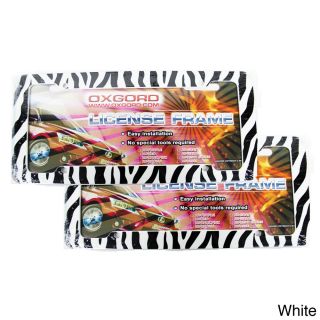 Zebra/ Tiger Striped Plastic Auto License Plate Frames For Front And Rear (set Of 2)