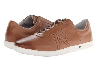 Armani Jeans Calfskin Sneaker Mens Lace up casual Shoes (Brown)
