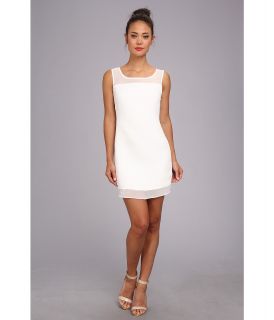 ROMEO & JULIET COUTURE Jaquard Dress w/ Chiffon Yoke Womens Dress (White)