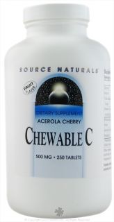 Source Naturals   Acerola Chewable C Cherry Flavor 500 mg.   250 Chewable Tablets