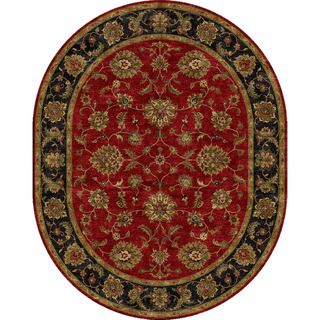 Hand tufted Traditional Oriental Red/ Orange Rug (8 X 10) Oval