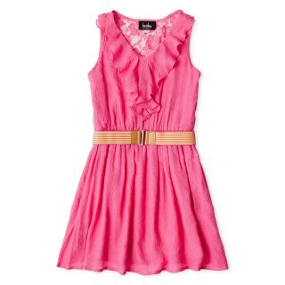 by&by Girl Sleeveless Cascade Front Dress Girls 7 16, Pink, Girls