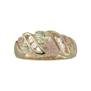 Womens Black Hills Gold Diamond Accent Wedding Ring, Tri color