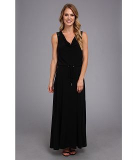 Calvin Klein Maxi Dress w/ PU Trim Womens Dress (Black)