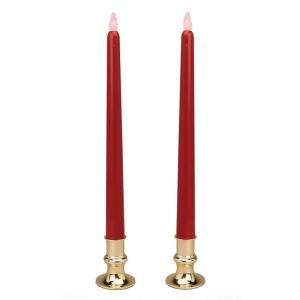 Brite Star 12 in. Red Taper LED Candles (Set of 2) 45 359 23
