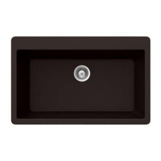HOUZER Montano Series Topmount Granite 33x20.875x9.5 0 hole Single Bowl Kitchen Sink in Chocolate MONTANO N 100XL CHOCOLATE