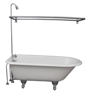 Barclay Products 4.5 ft. Cast Iron Roll Top Bathtub Kit in White with Polished Chrome Accessories TKCTRH54 CP4