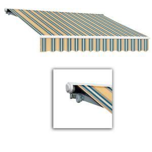 AWNTECH 14 ft. Galveston Semi Cassette Right Motor with Remote Retractable Awning (120 in. Projection) in Tan/Teal SCR14 335 TTEAL