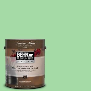 BEHR Premium Plus Ultra 1 gal. #450B 4 Green Trance Flat/Matte Interior Paint 175401
