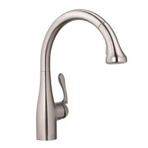 Hansgrohe Allegro E Single Handle Pull Out Sprayer Kitchen Faucet in Steel Optik 04066861