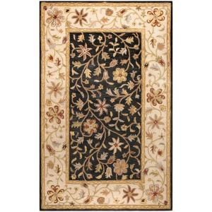 BASHIAN Wilshire Collection Garland Black 5 ft. 6 in. x 8 ft. 6 in. Area Rug R128 BK 6X9 HG110