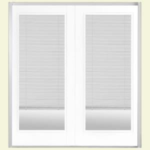 Masonite 60 in. x 80 in. Ultra White Prehung Right Hand Inswing Miniblind Steel Patio Door with Brickmold in Vinyl Frame 49515