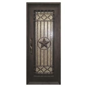 Iron Doors Unlimited Texas Star Full Lite Painted Oil Rubbed Bronze Decorative Wrought Iron Entry Door WS4098RSLW