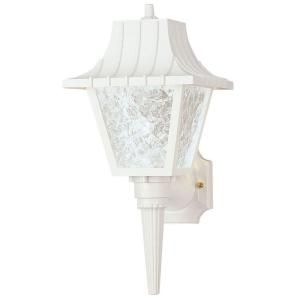 Westinghouse 1 Light White Exterior Wall Lantern with Removable Tail Hi Impact Polycarbonate and Clear Textured Acrylic 6694600