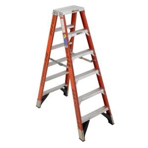 Werner 6 ft. Fiberglass Twin Step Ladder with 375 lb. Load Capacity Type IAA Duty Rating T7406