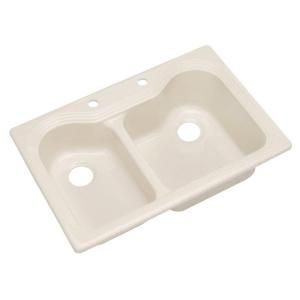 Thermocast Breckenridge Drop in Acrylic 33x22x9 in. 2 Hole Double Bowl Kitchen Sink in Bone 46201